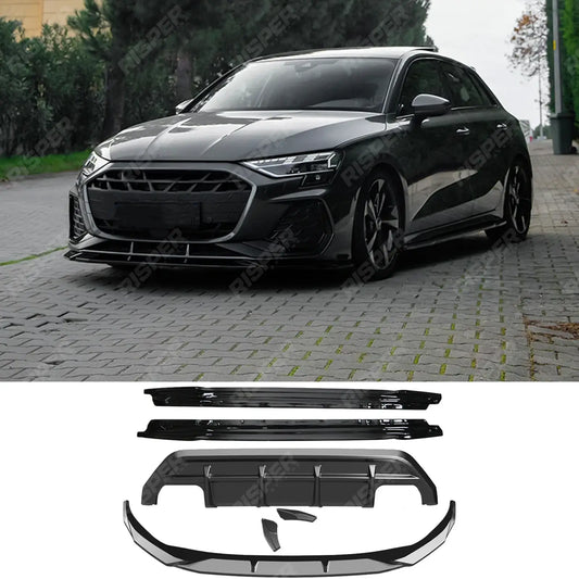 Complete Body Kit in Gloss Black For Audi A3 8y 2025 on S-line / S3 Sportback