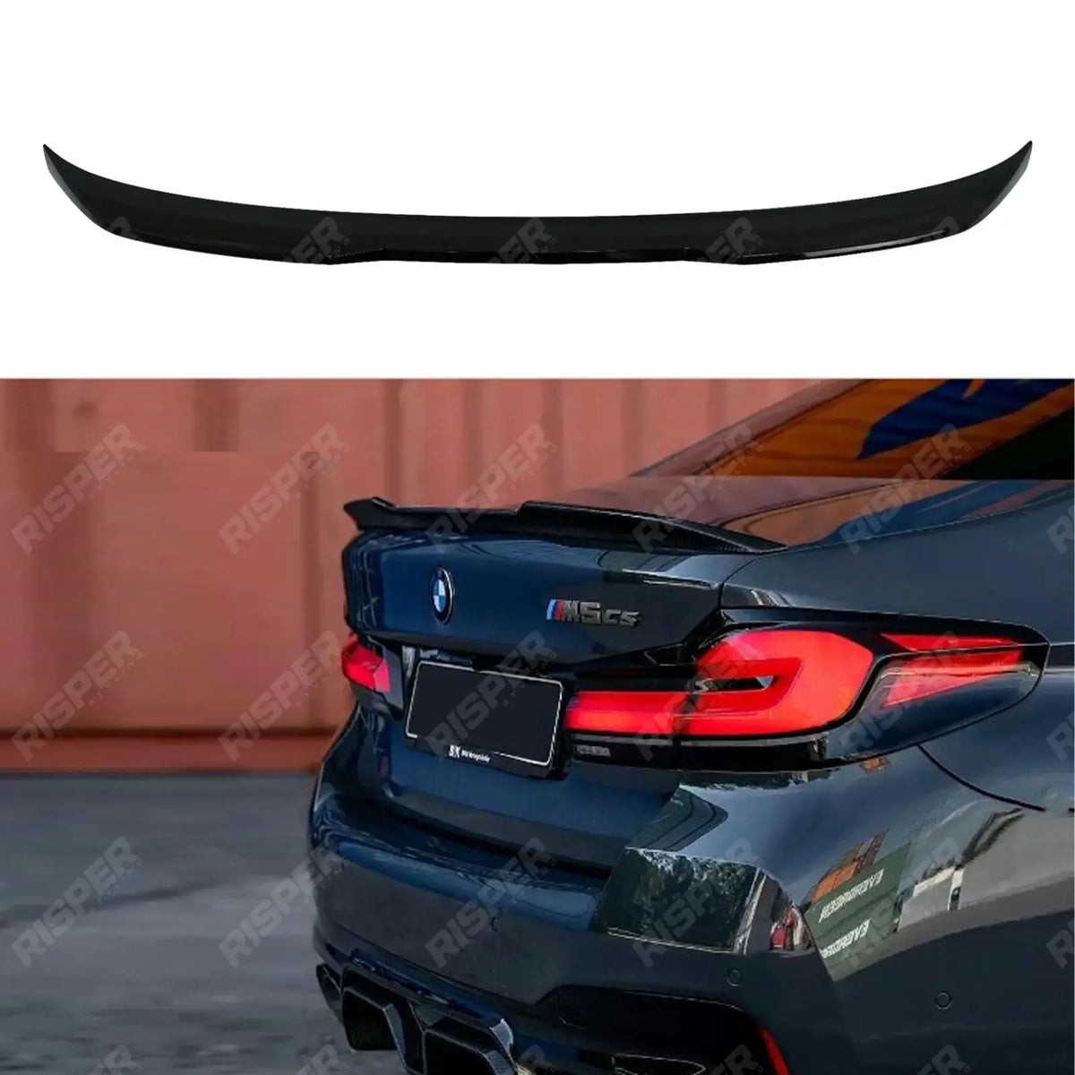 CS Style Rear Spoiler In Gloss Black For BMW 5 Series M5 G30 F90