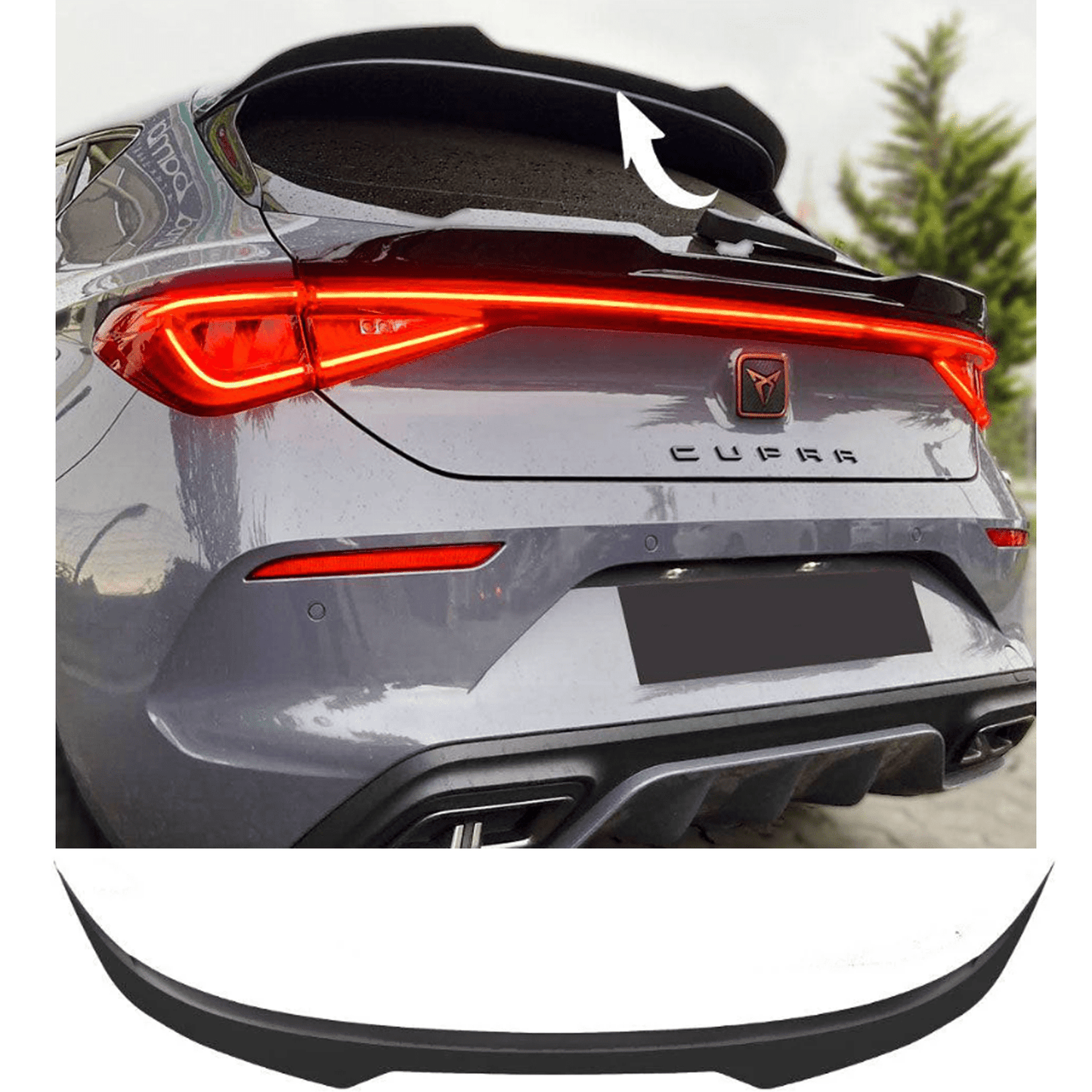 Cupra Leon 2020 On Rear Spoiler Cap In Gloss Black - TMC Motorsport