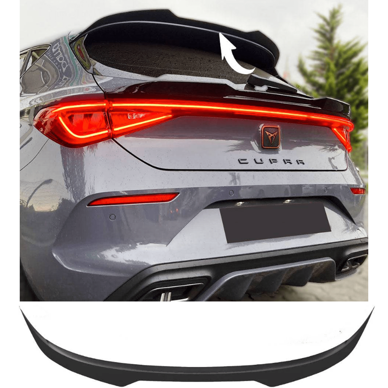 Cupra Leon 2020 On Rear Spoiler Cap In Gloss Black - TMC Motorsport
