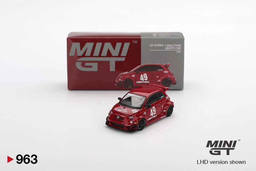 Mini GT Abarth Model Car - Abarth 595 LB-Works x Abas Works Red