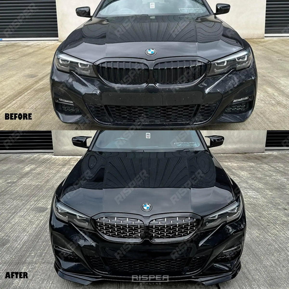Diamond Style Front Grill Gloss Black & Silver For BMW 3 Series G20/G21 2018-2021 (pre-lci)