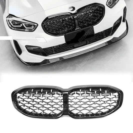 Diamond Style Front Grill In Gloss Black For BMW 1 Series F40 2018-2024
