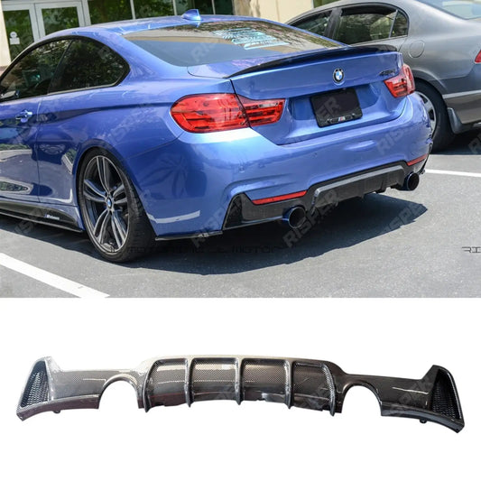Dual Exit Rear Diffuser in Carbon Look For BMW 4 Series F32 F36 M Sport