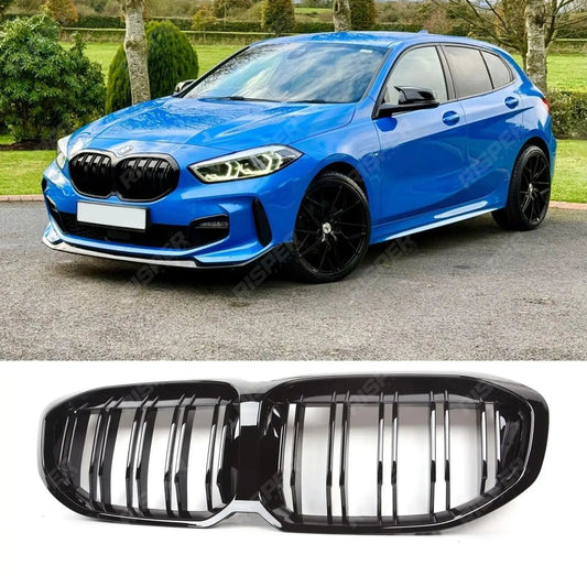 Double Slat Front Grill In Gloss Black For BMW 1 Series F40 2018-2024