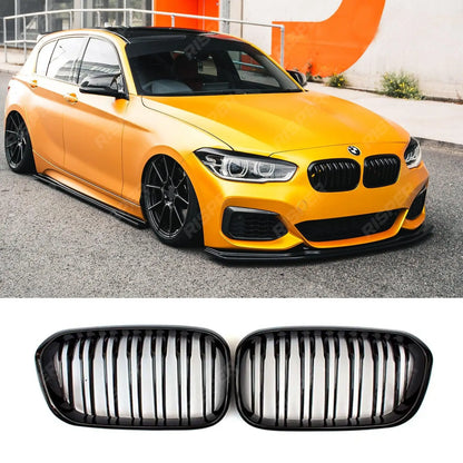 Double Slat Grille In Gloss Black For BMW 1 Series F20 2015-2019
