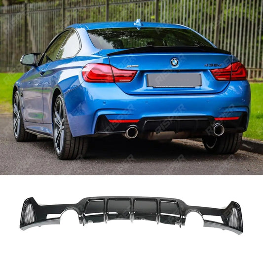 Dual Exit Rear Diffuser In Gloss Black For BMW 4 Series M Sport F32 F36