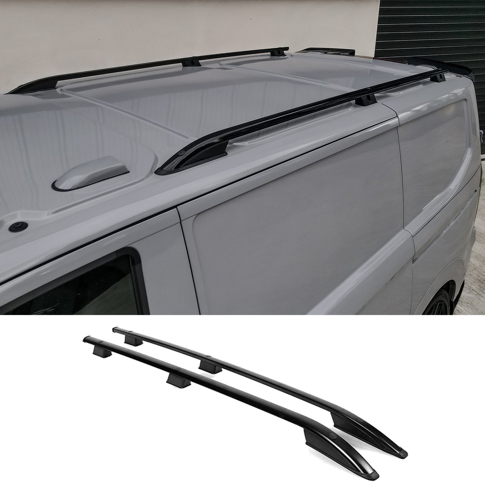 Ford Transit Custom 2024+ LWB Sport Style Roof Rails In Black - TMC Motorsport