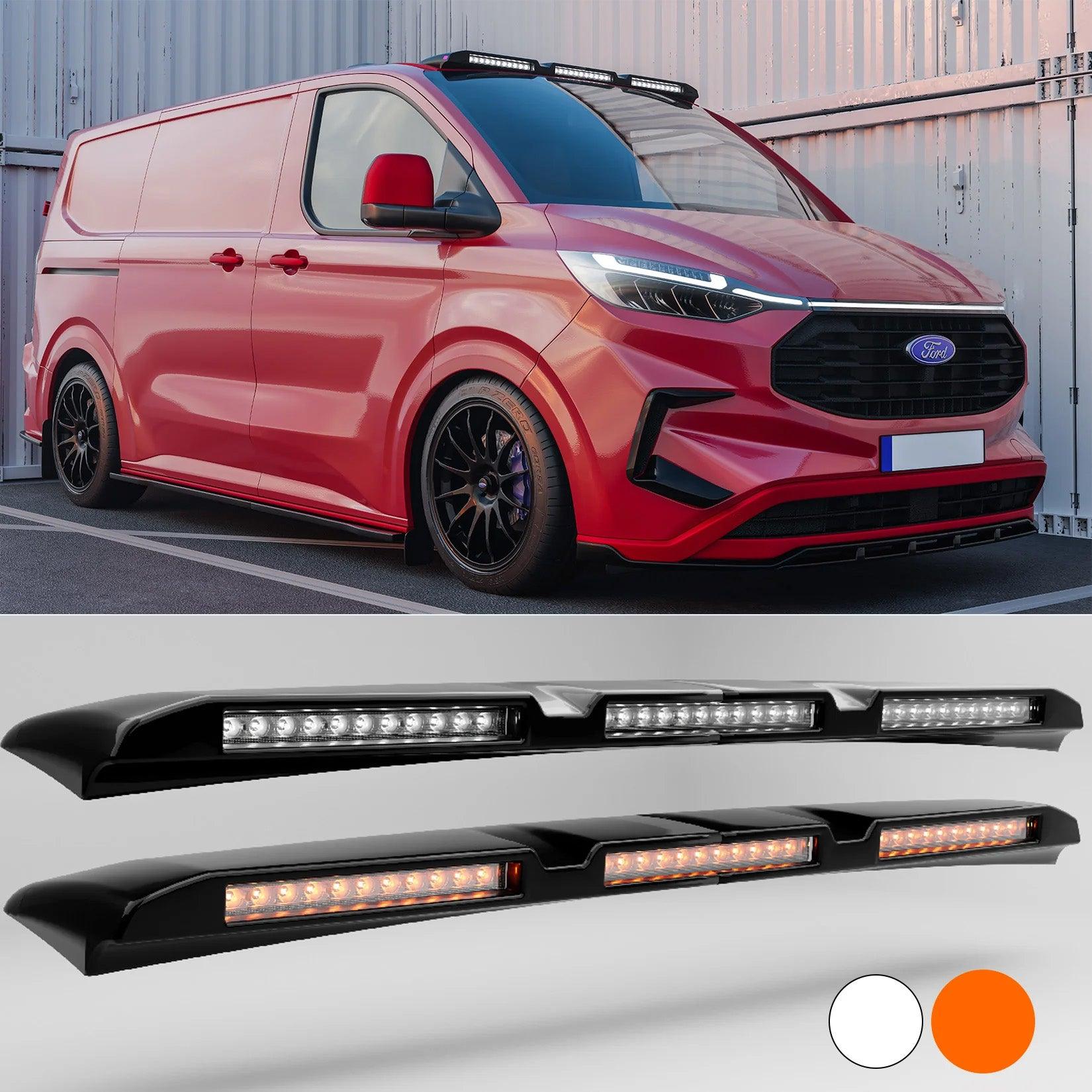 Ford Transit Custom MK2 2024 on Luminex Roof Light Pod With Amber Strobe In Gloss Black - TMC Motorsport