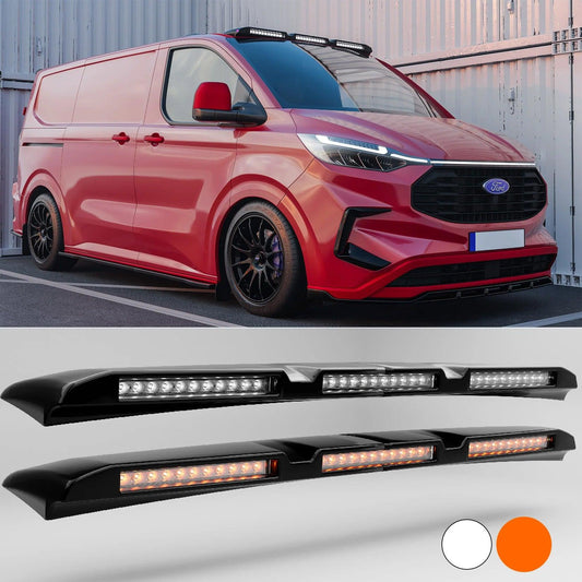 Ford Transit Custom MK2 2024 on Luminex Roof Light Pod With Amber Strobe In Gloss Black - TMC Motorsport