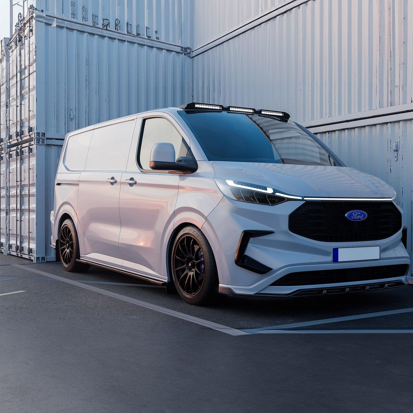 Ford Transit Custom MK2 2024 on Luminex Roof Light Pod With Amber Strobe In Gloss Black - TMC Motorsport