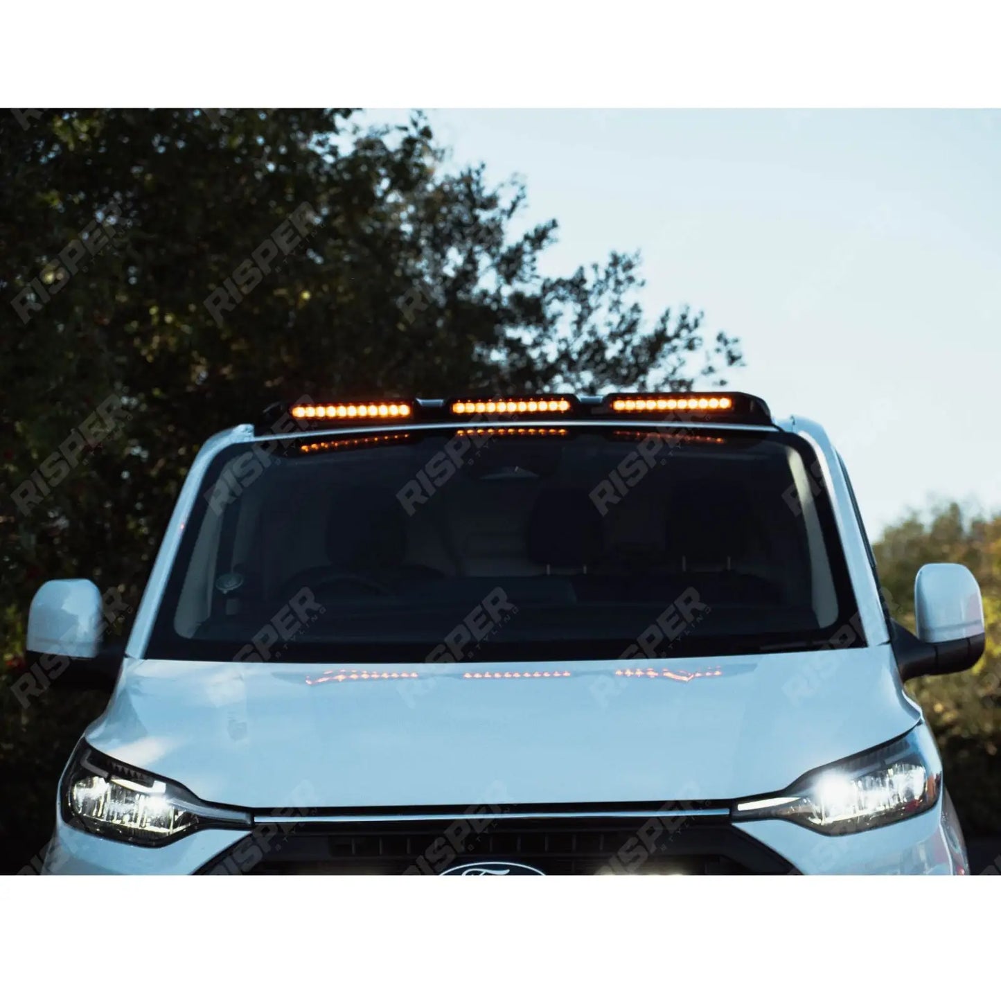 Ford Transit Custom MK2 2024 on Luminex Roof Light Pod With Amber Strobe In Gloss Black