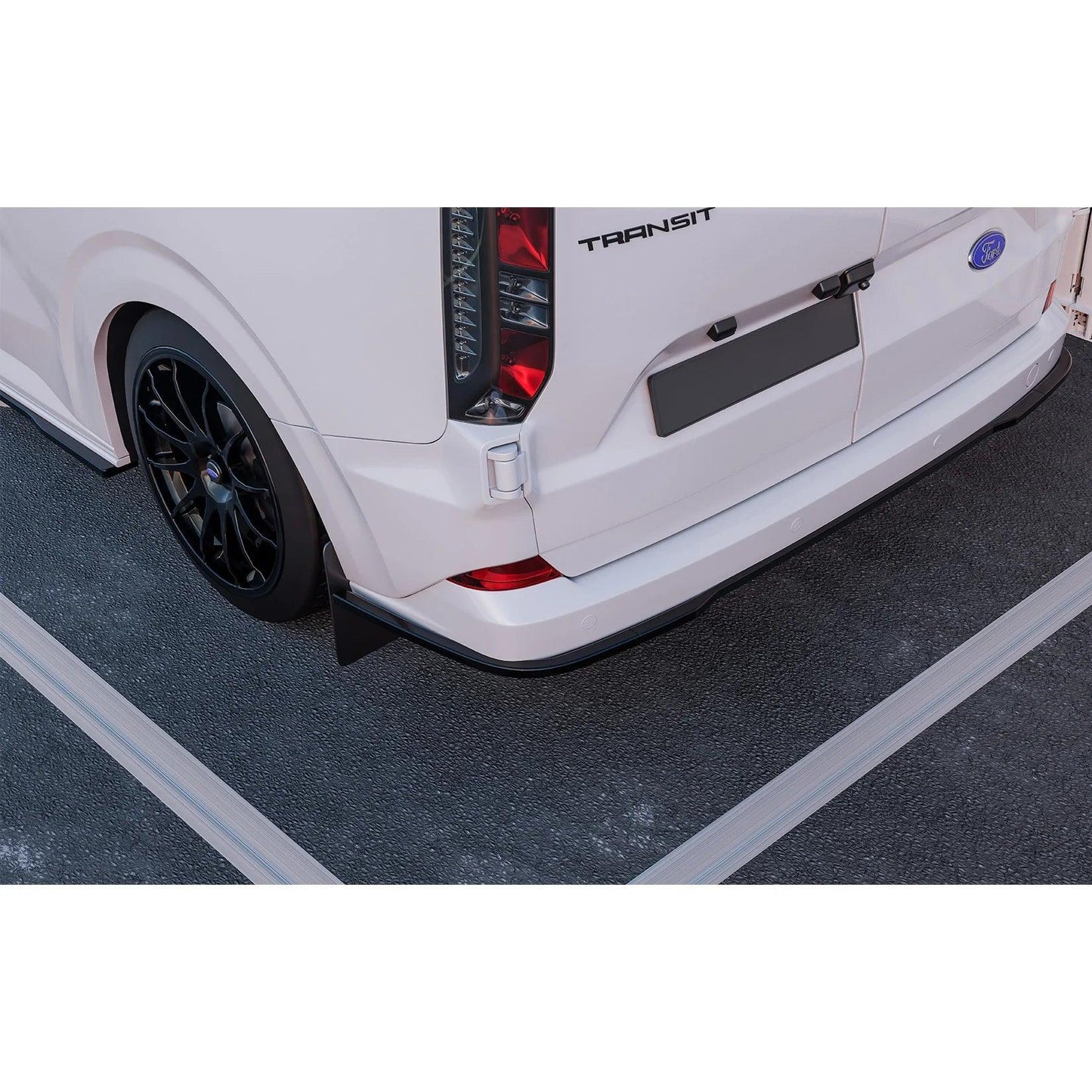 Ford Transit Custom MK2 2024 On Rear Bumper Splitter In Gloss Black 3 Piece - TMC Motorsport