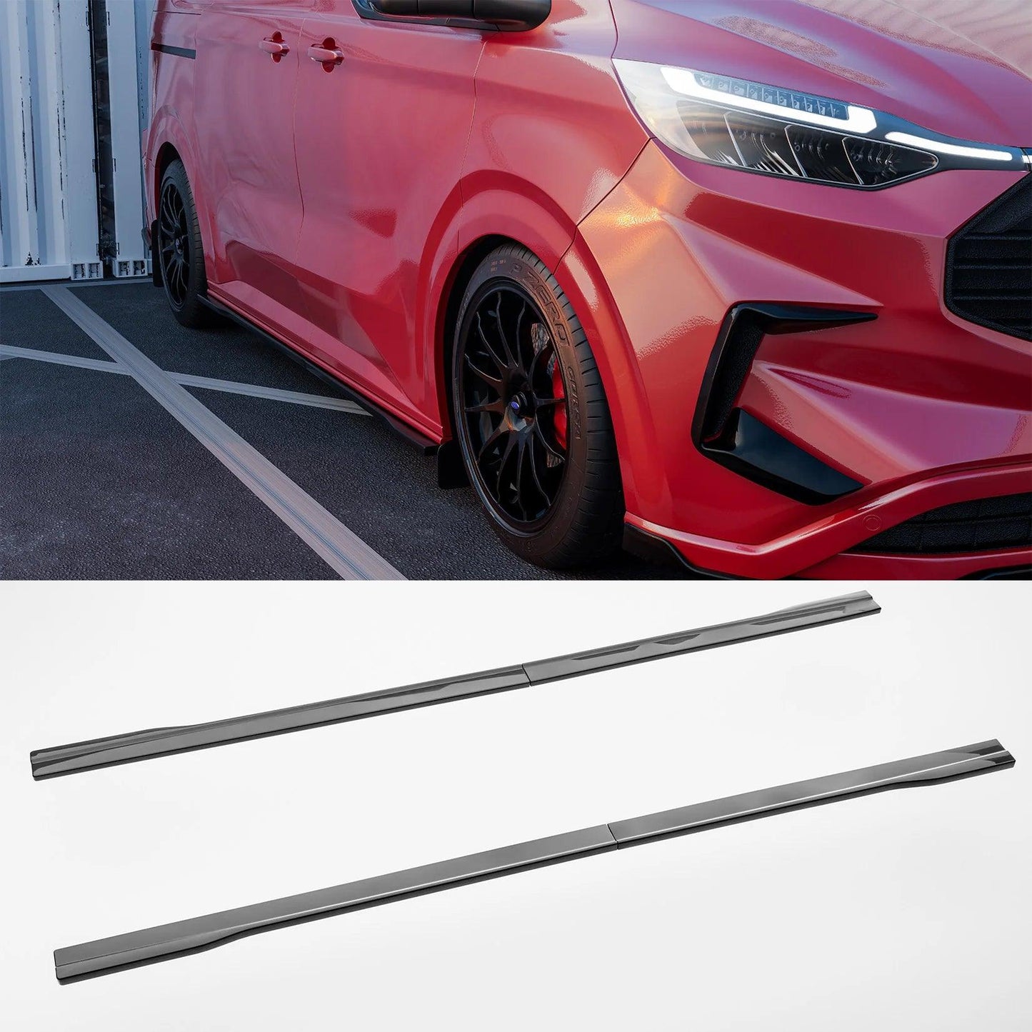 Ford Transit Custom MK2 2024 on SWB Side Skirt Splitters V2 In Gloss Black - TMC Motorsport