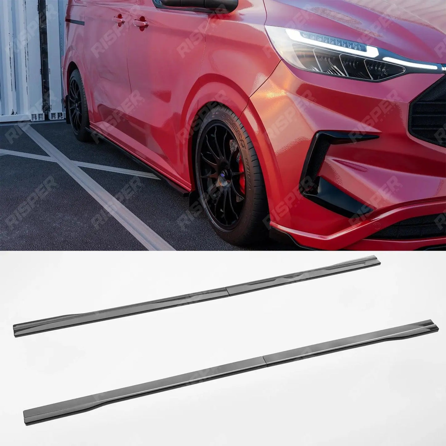 Ford Transit Custom MK2 2024 on SWB Side Skirt Splitters V2 In Gloss Black