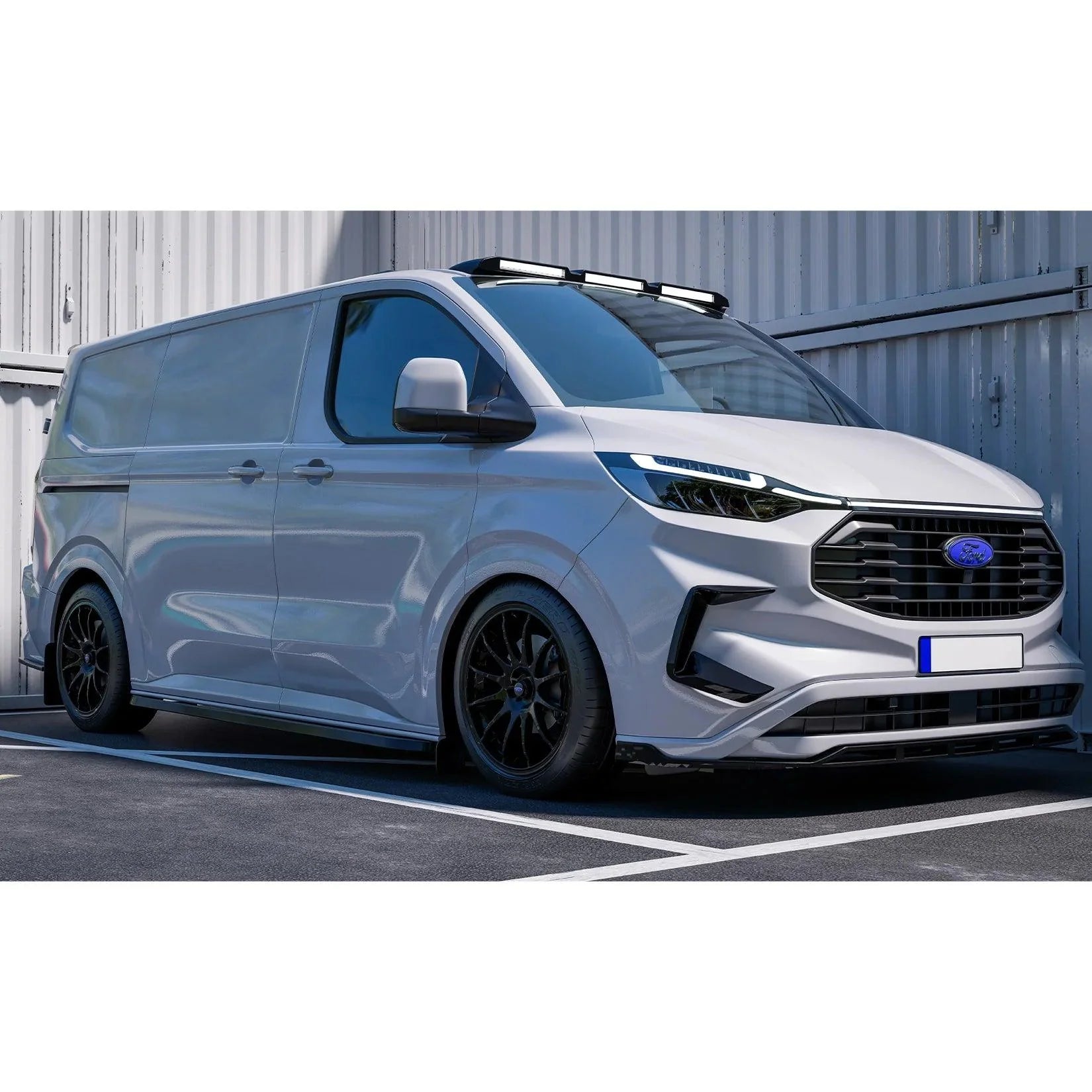 Ford Transit Custom MK2 2024 On Trapezoid Side Bars SWB In Gloss Black - TMC Motorsport