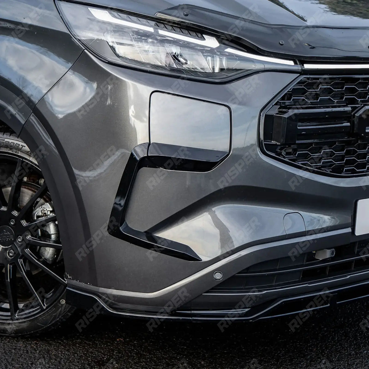 Front Aero Canard Loops In Gloss Black For Ford Transit E Custom & PHEV MK2 2024 on