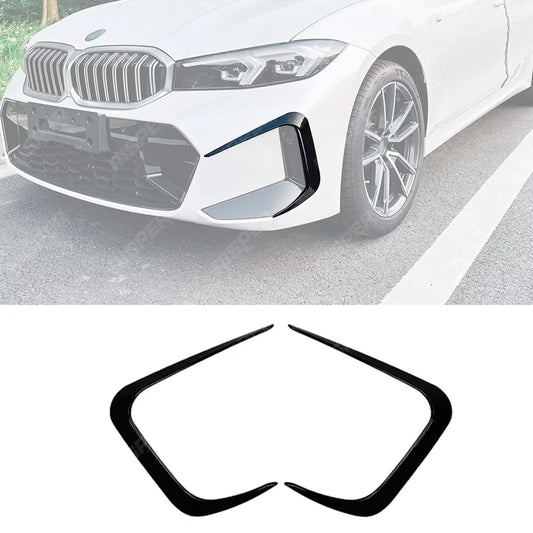 FRONT BUMPER CANARDS IN GLOSS BLACK For BMW 3 SERIES G20 (LCI) 2023+