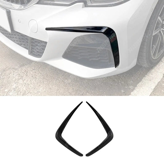 FRONT BUMPER CANARDS IN GLOSS BLACK For BMW 3 SERIES G20 (PRE LCI) 2019-2022