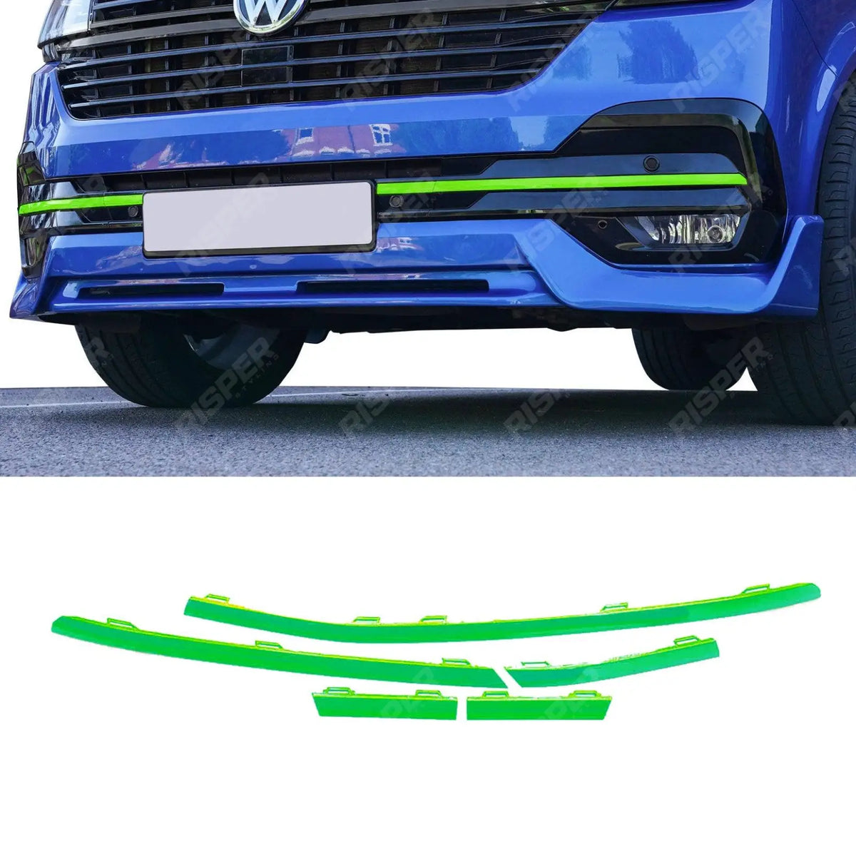 Front Bumper Lower 5PCS Grille Trim Inserts For VW T6.1 2019-2024