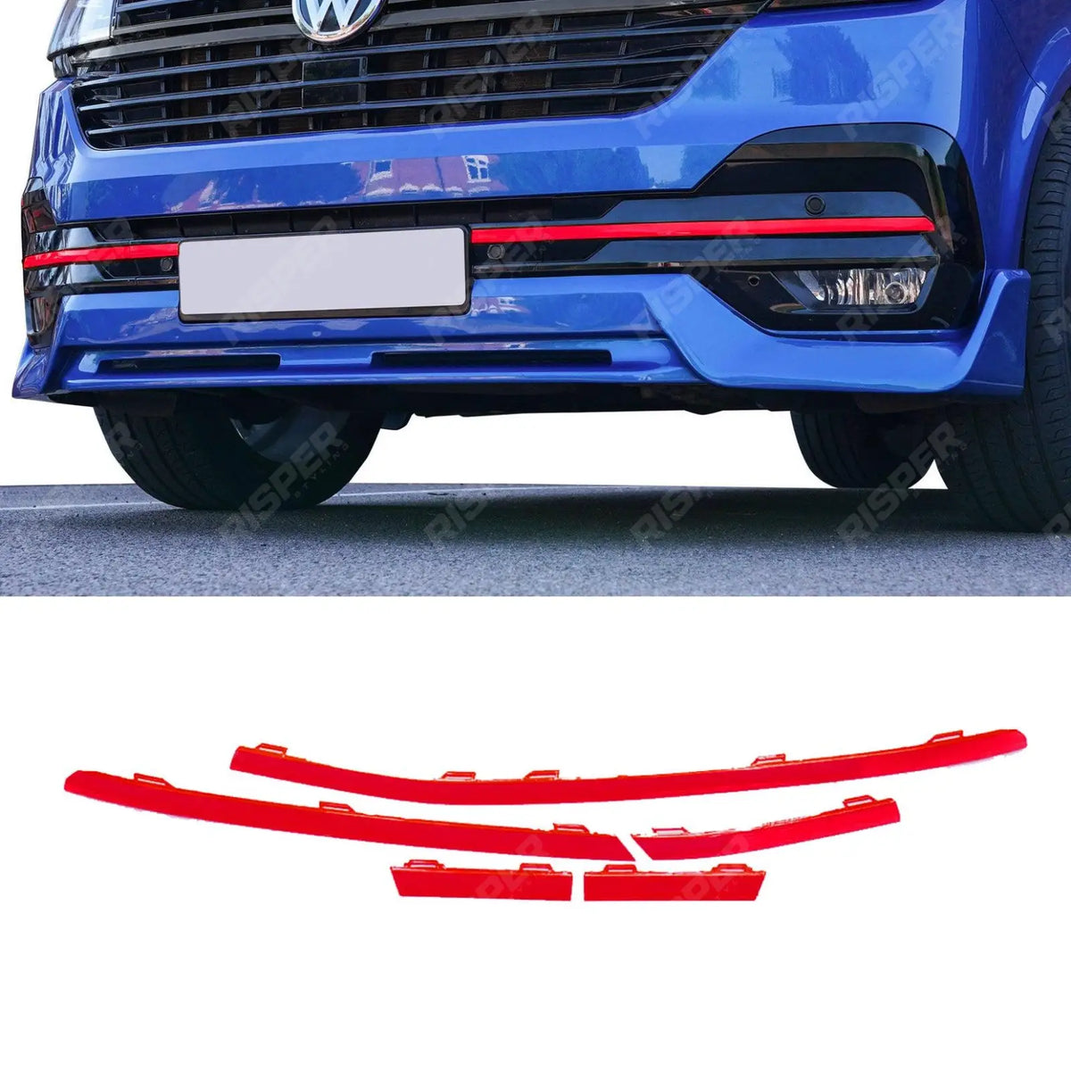 Front Bumper Lower 5PCS Grille Trim Inserts For VW T6.1 2019-2024