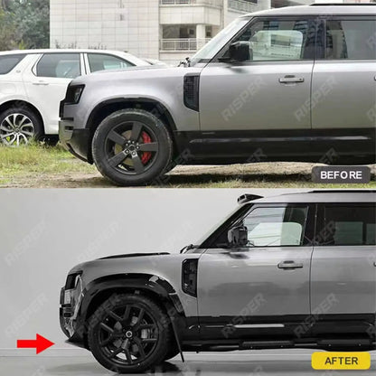 Front Bumper Lower Wide Body Canards in Gloss Black For Land Rover Defender L663 90/110/130 2020 On