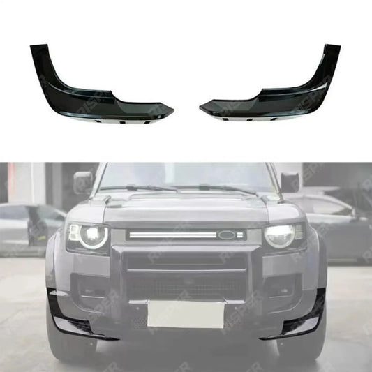 Front Bumper Lower Wide Body Canards in Gloss Black For Land Rover Defender L663 90/110/130 2020 On