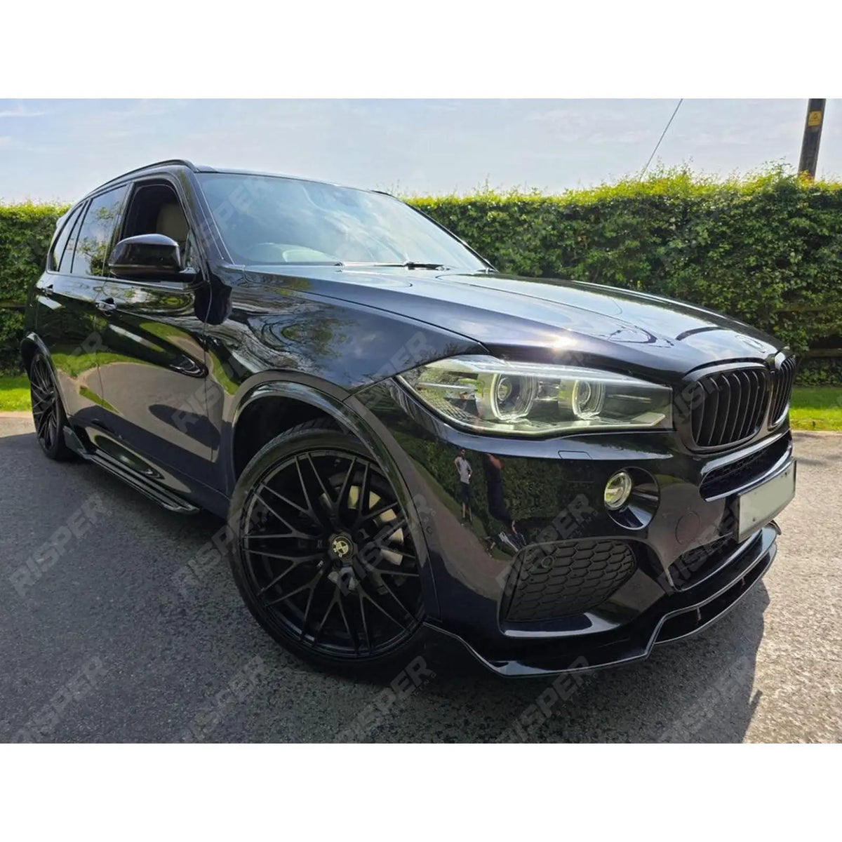 Front Grill Solid Slat In Gloss Black For BMW X5 F15 2013-2018
