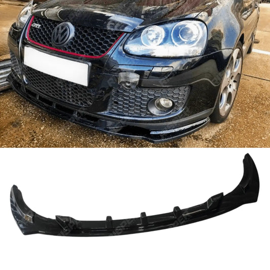 Front Splitter 3 Piece In Gloss Black For Volkswagen Golf MK5 GTI 2003-2008