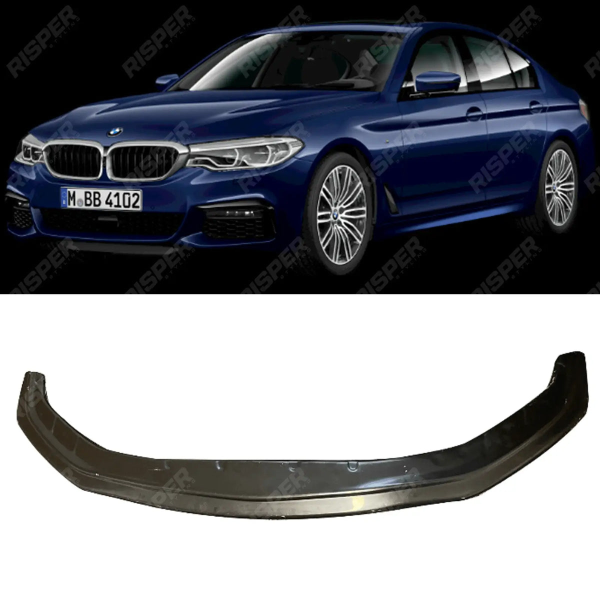 Front Splitter Gloss Black For BMW 5 Series G30 G31 2017-2020 - M Sport Risper