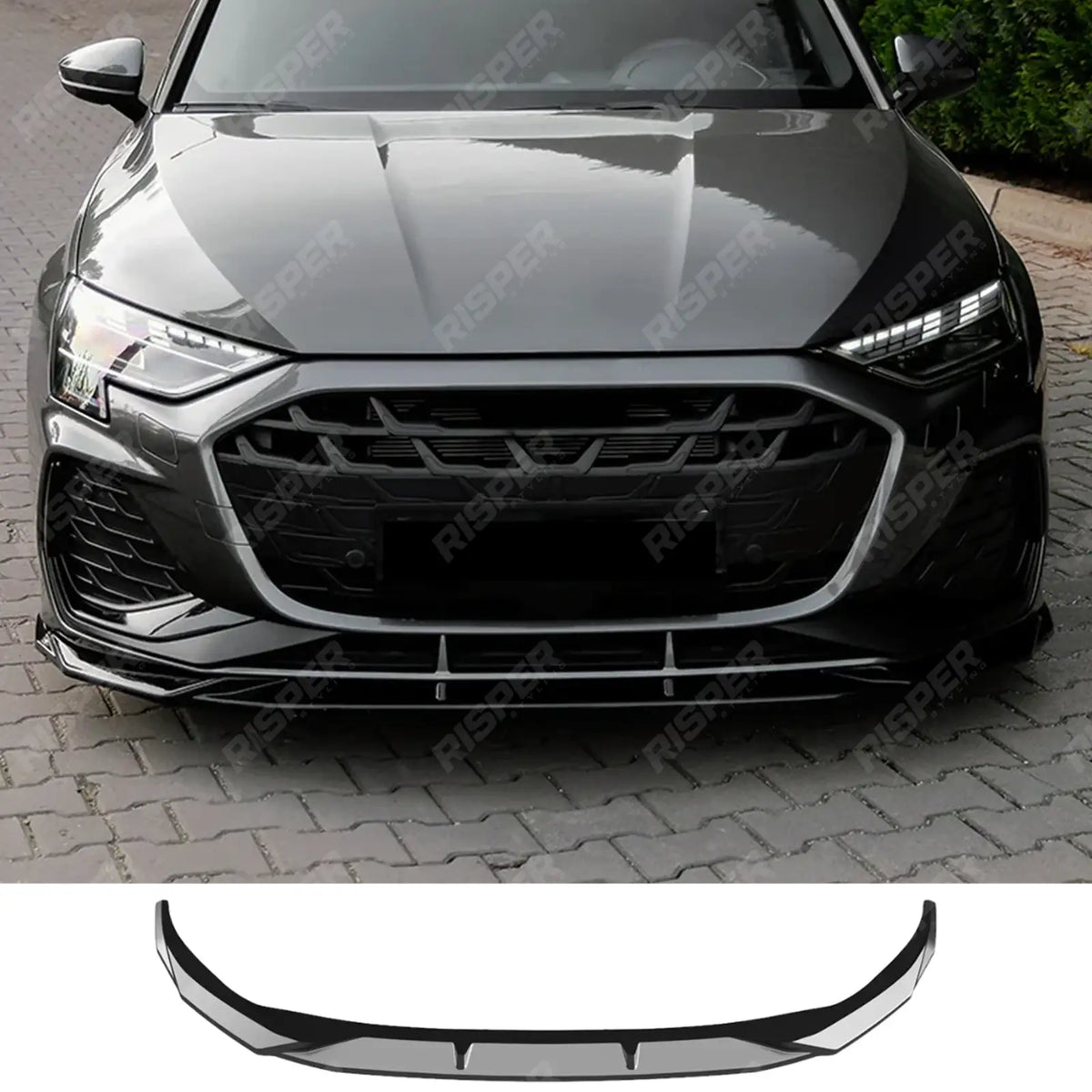 Front Splitter in Gloss Black For Audi A3 8y 2025 on S-line / S3 Sportback