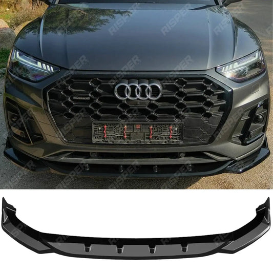 Front Splitter In Gloss Black For Audi SQ5 / Q5 S-Line Mk2 Facelift 2020-2024