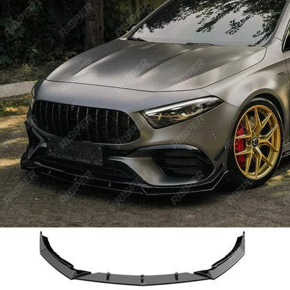Front Splitter In Gloss Black For Mercedes A45 W177 2019-2023 & Facelift 2023 On