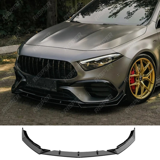 Front Splitter In Gloss Black For Mercedes A45 W177 2019-2023 & Facelift 2023 On