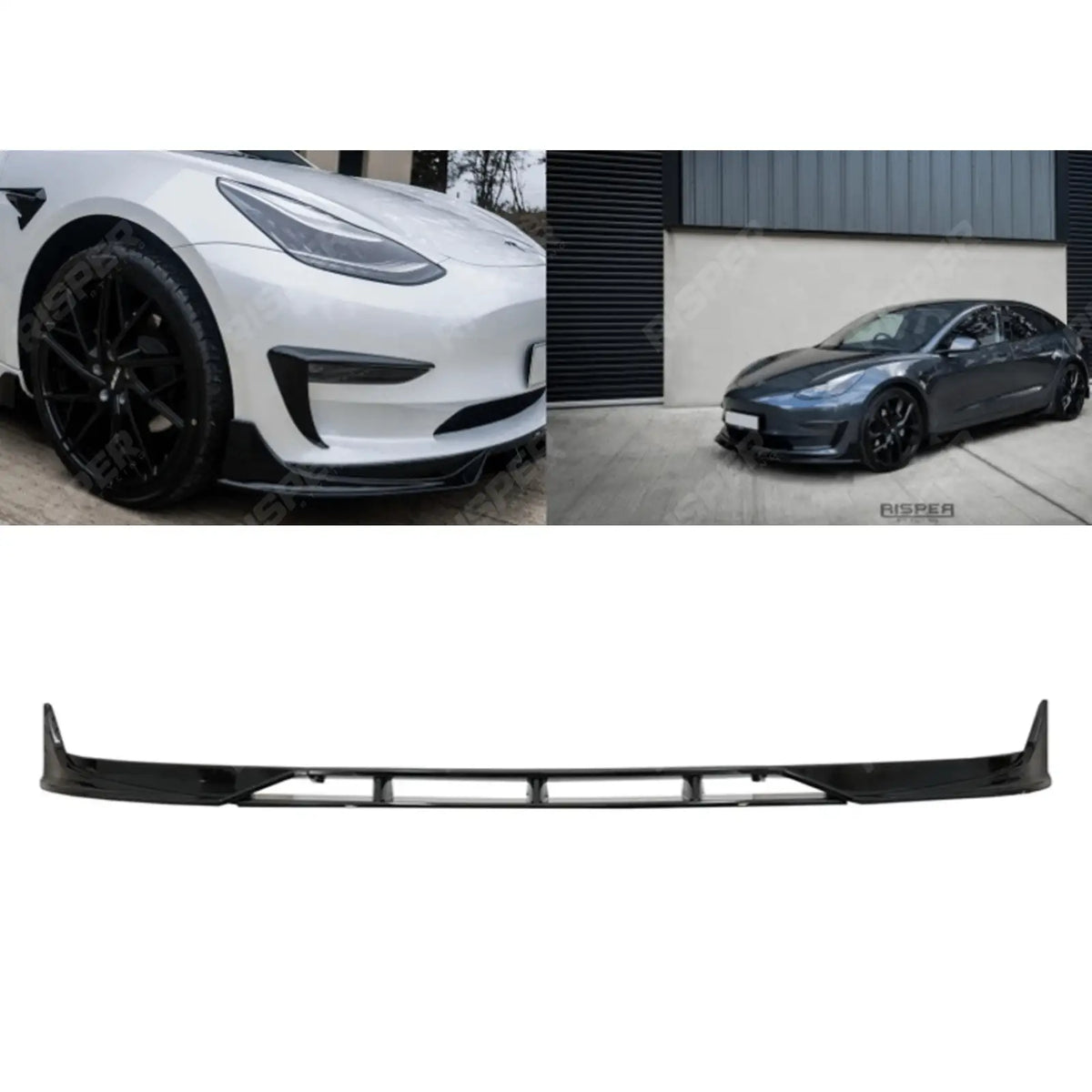 Front Splitter In Gloss Black For Tesla Model 3 2018 - 2023