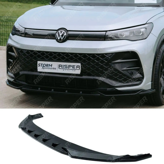 Front Splitter In Gloss Black For VW Tiguan R-Line MK3 2024 On