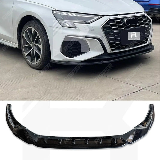 Front Splitter Lip In Gloss Black For Audi A3 S Line / S3 8Y Hatch & Sportback 2021-2024