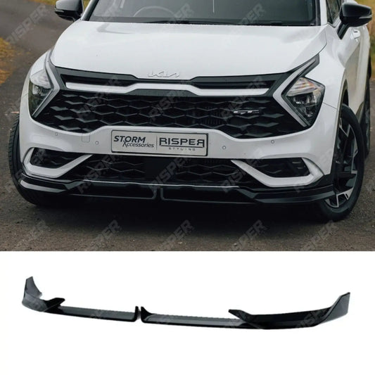 Front Splitter Lip In Gloss Black For Kia Sportage MK5 GT Line 2021-2025