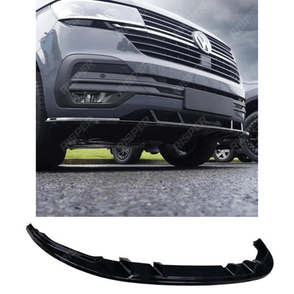 Front Splitter Lip In Gloss Black For VW Transporter T6.1