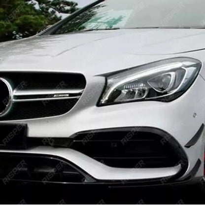 FRONT SPLITTER LIP WITH CANARDS IN GLOSS BLACK For MERCEDES CLA C117 AMG LINE 2016-2019