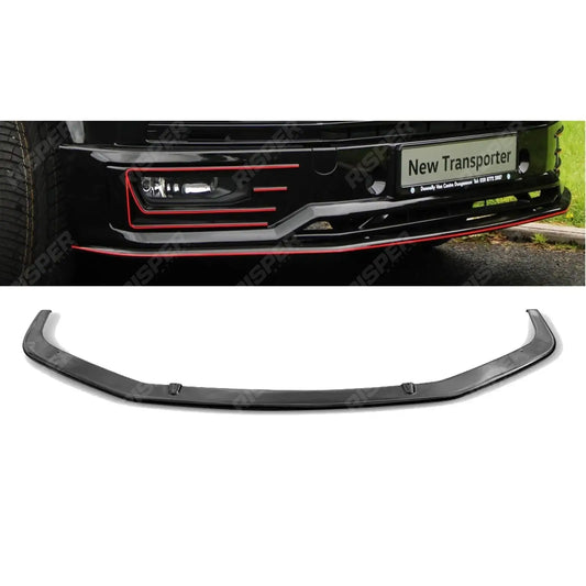 Front Sport-Line Splitter Lip in Gloss Black For VW T6 Transporter 2015 Onwards