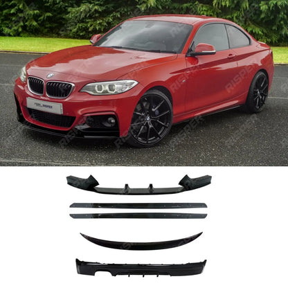 Full Aero Body Kit Diffuser 00____ In Gloss Black For BMW 2 Series F22 M Sport 2014-2021
