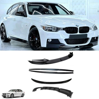 Full Aero Body Kit Diffuser 00___ In Matte Black For BMW 3 Series F30 M Sport 2012-2018