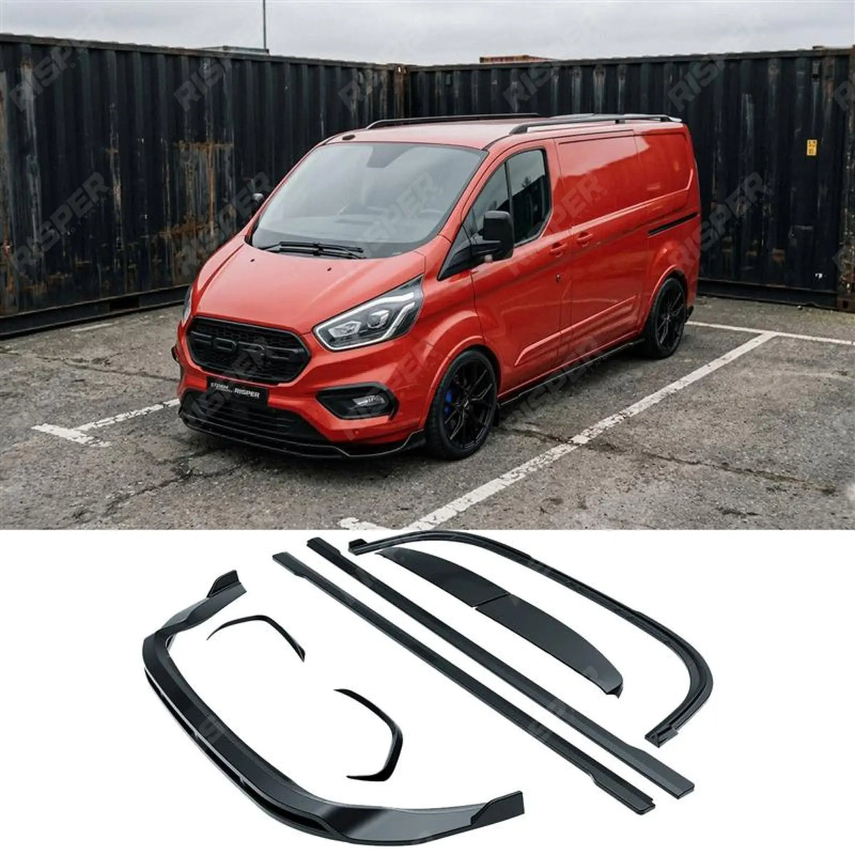 Full Aero Kit in Gloss Black SWB For Ford Transit Custom Mk1 Facelift 2017-2023