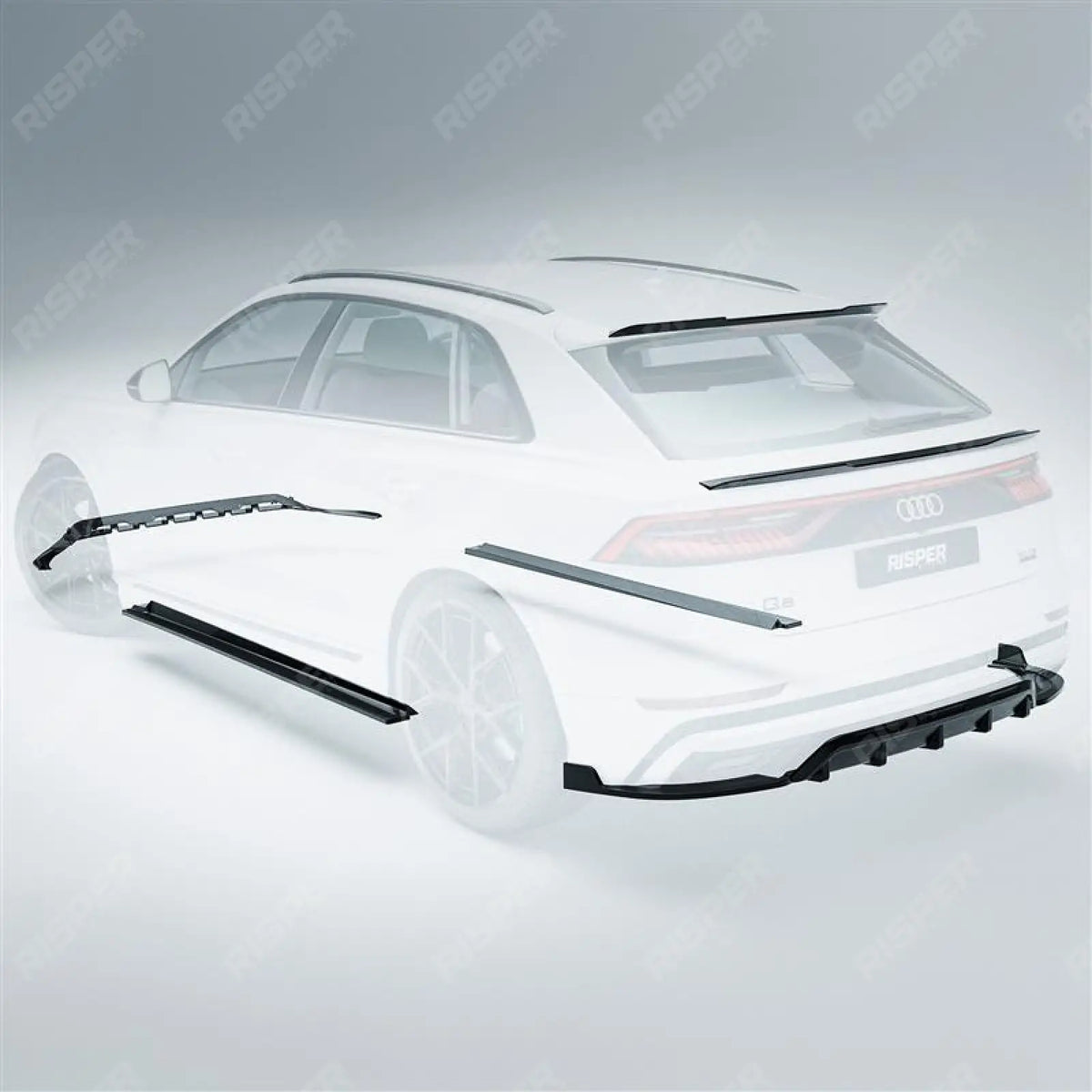 Full Aero Low Line Kit In Gloss Black For Audi Q8 S Line 2018-2023