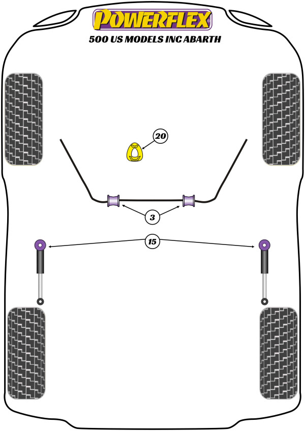 Abarth 500 USA Powerflex Lower Torque Mount, Fast Road/Track