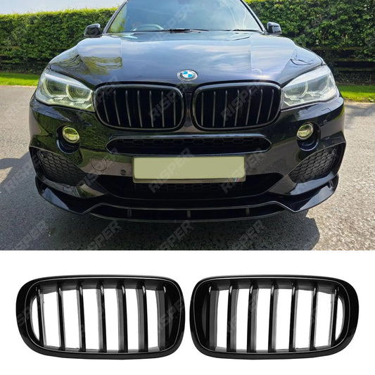 Gloss Black Front Grill Solid Slat For BMW X5 F15 2013-2018