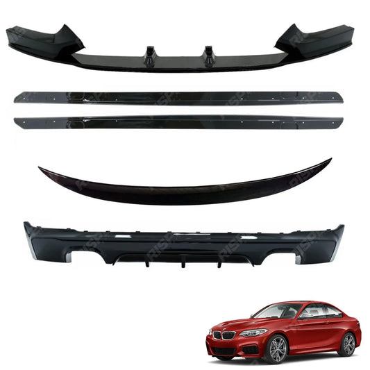 Gloss Black Full Aero Body Kit Diffuser 00__00 For BMW 2 Series F22 M Sport 2014-2021