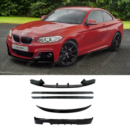 Gloss Black Full Aero Body Kit Diffuser 00____ For BMW 2 Series F22 M Sport 2014-2021