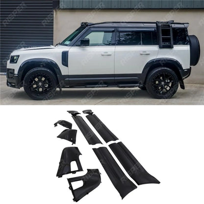 Gloss Black Full Exterior Moulding Set (10pc) For Land Rover Defender L663 110 2020 On